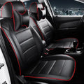 Cow leather car seat cover in black with red line binding style