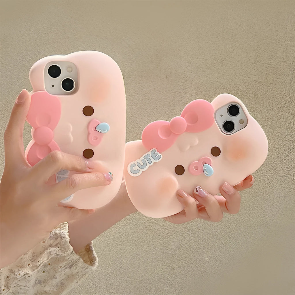 All-inclusive silicone snot pig phone case with embossed cartoon design for iPhone anti-fall protection