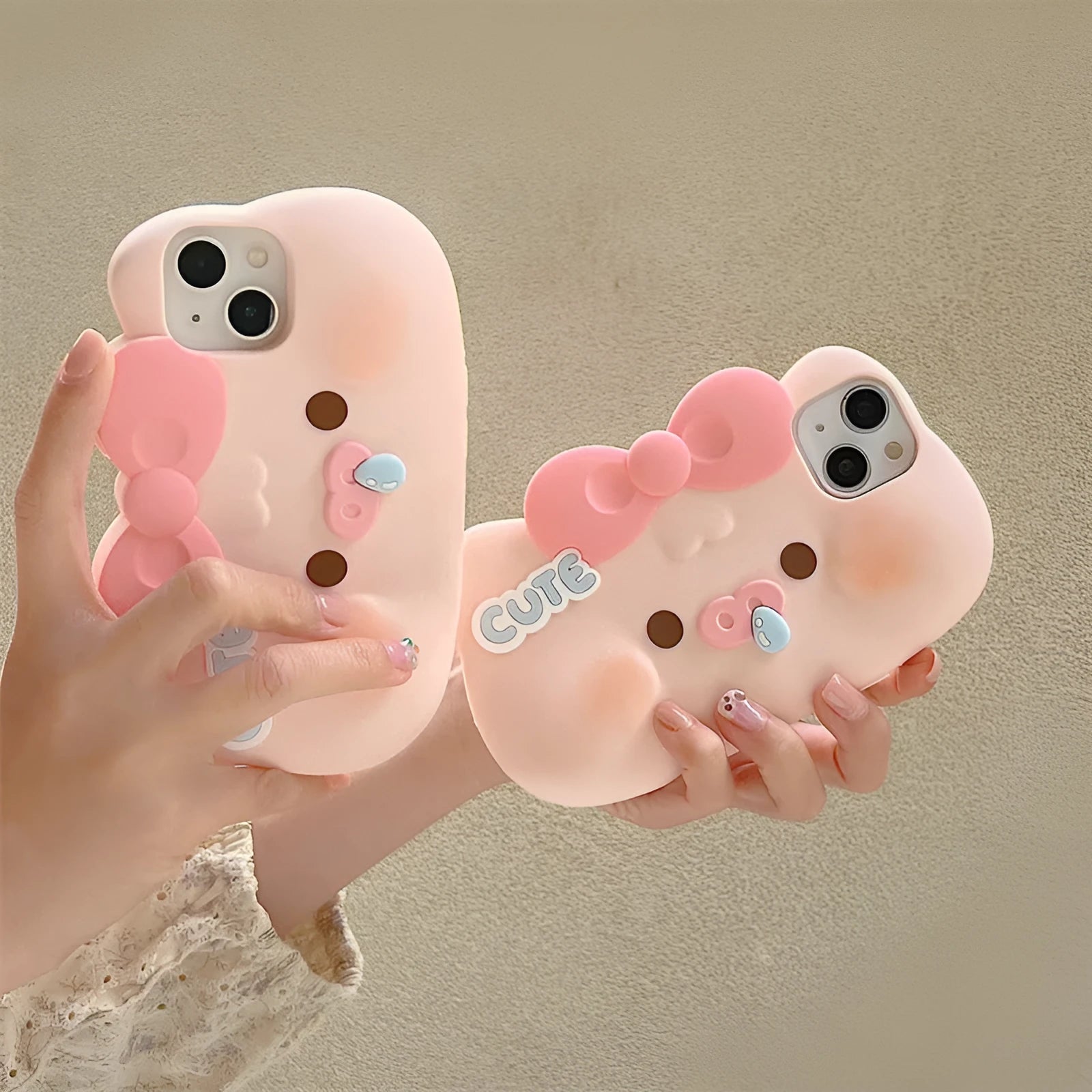 All-inclusive silicone snot pig phone case with embossed cartoon design for iPhone anti-fall protection