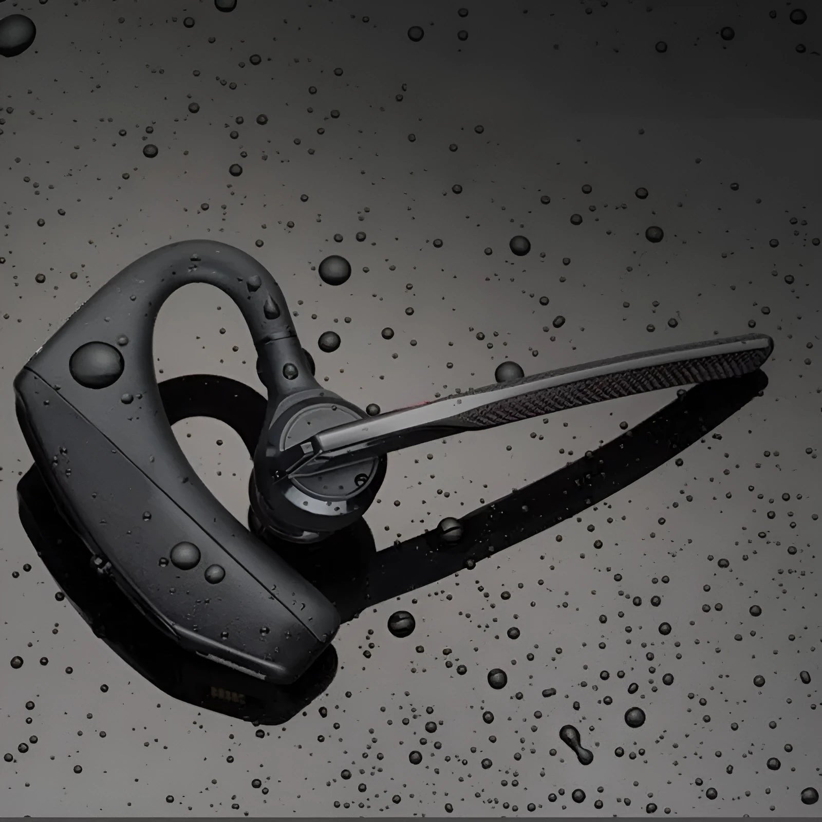 Black Bluetooth sports headphones with battery display showing stereo sound and call function