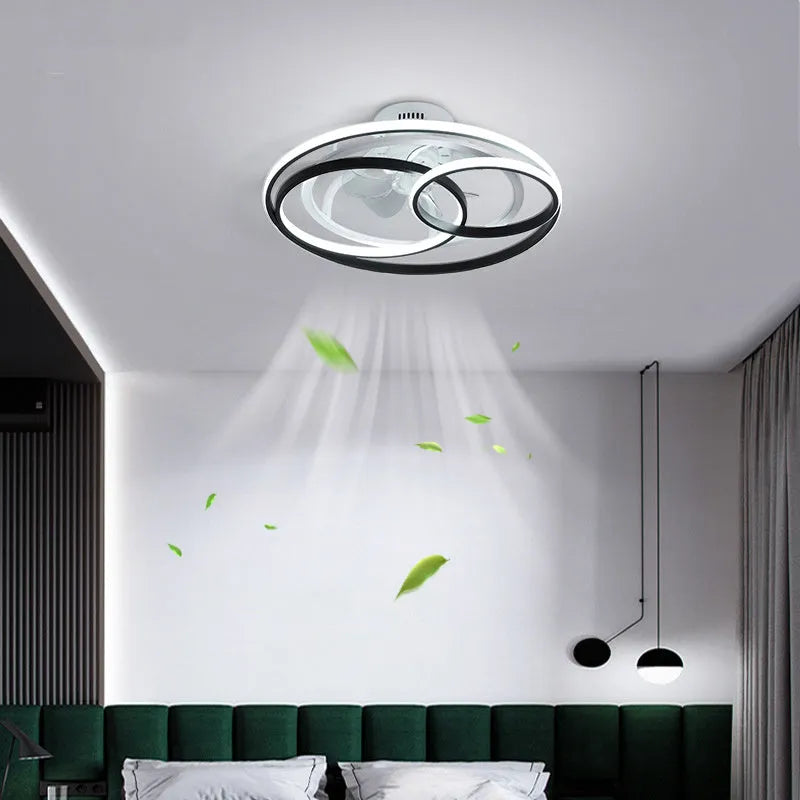 Nordic style ceiling fan with light, showing 48cm metal blades and an acrylic lampshade in a gold finish.