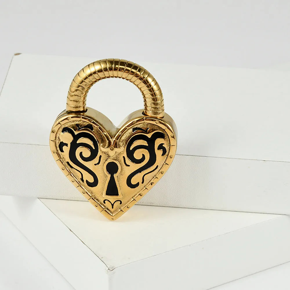 Women's heart-shaped stainless steel earrings with electroplated gold or steel colour finish