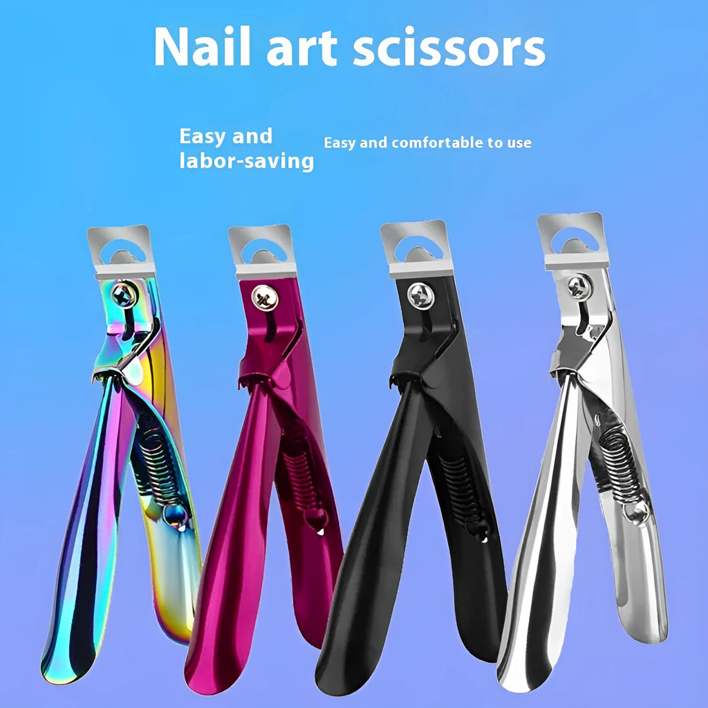 Titanium French U-shaped nail scissors with stainless steel blades in electrophoresis black finish