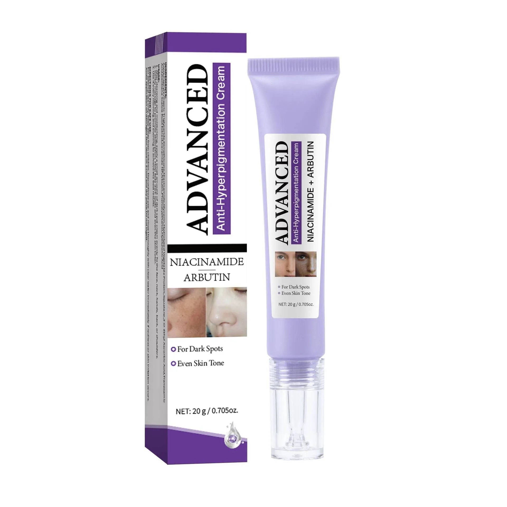 20g advanced anti-pigmentation cream in packaging for universal skin types