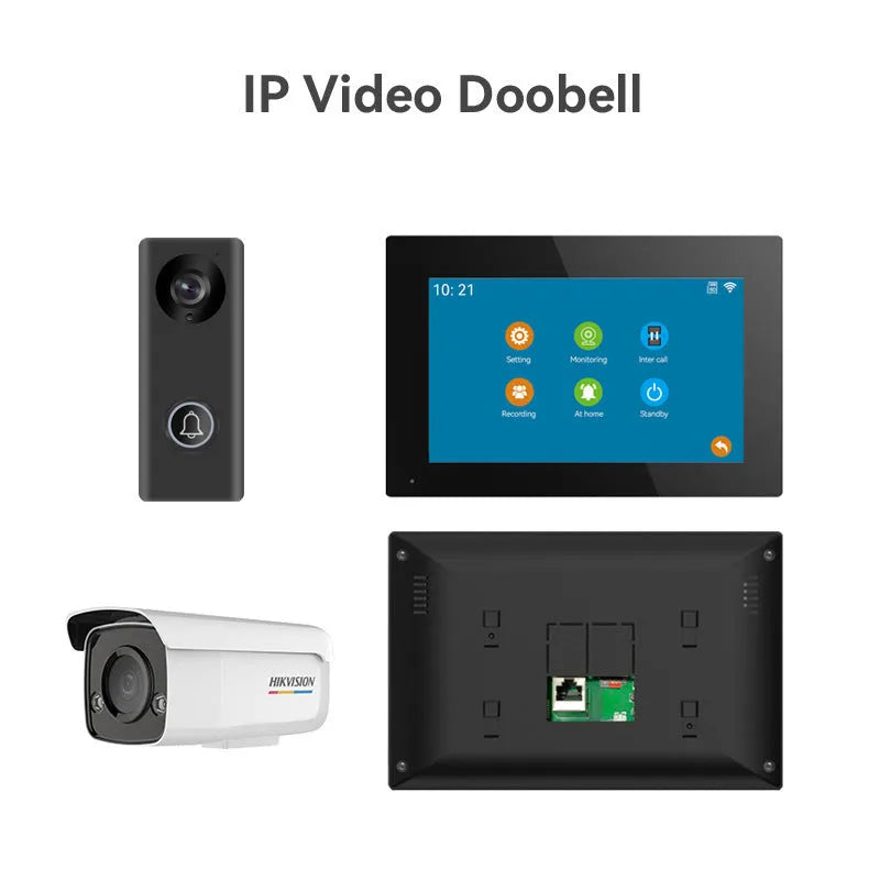 10-inch video intercom doorbell with outdoor camera unit and indoor display monitor