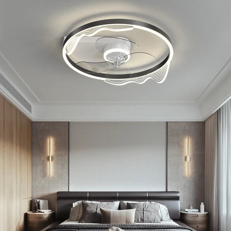 Modern Nordic children's room ceiling lamp with fan in iron construction, LED light source