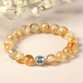 Geometric citrine crystal bracelet with 10mm shapes and grinding treatment