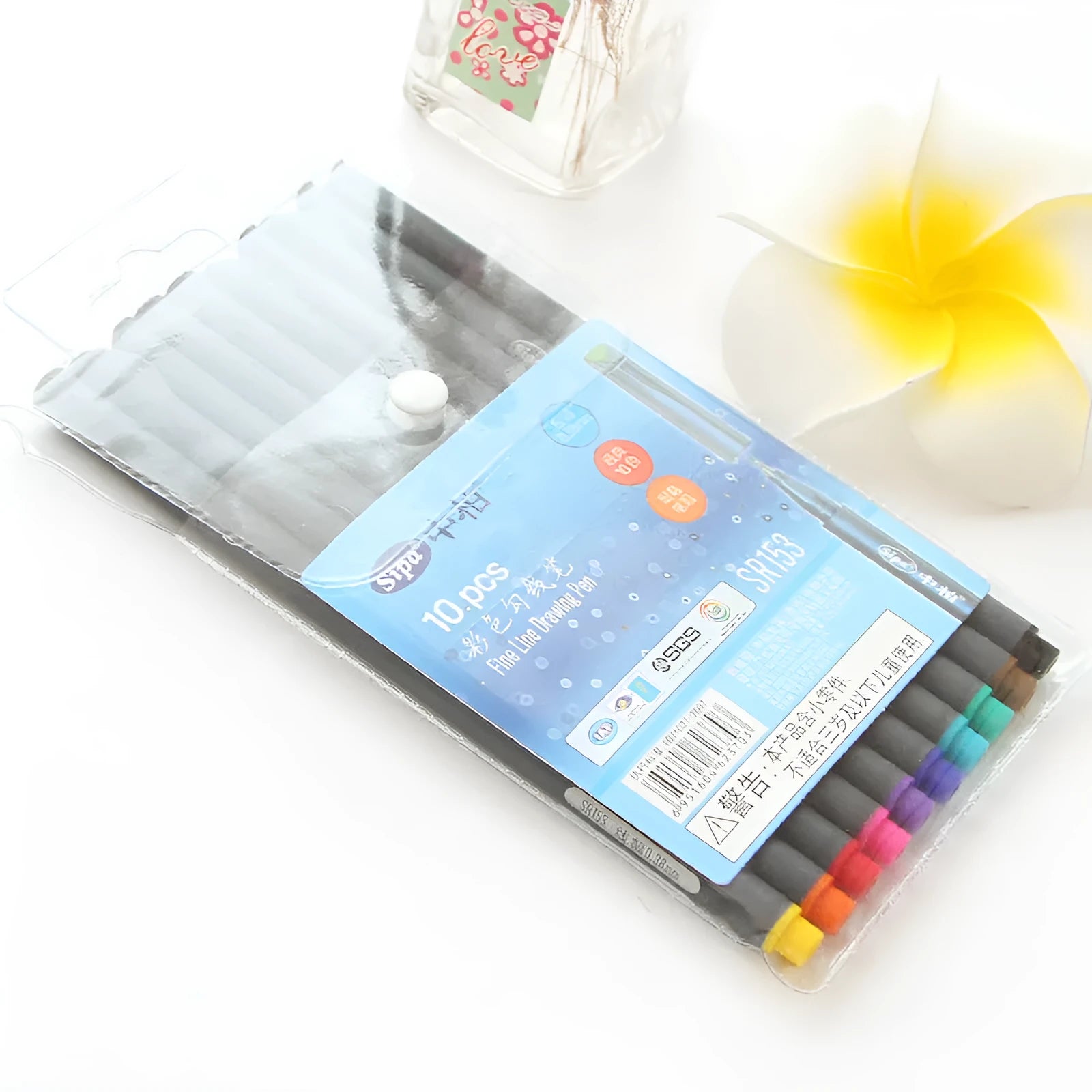 Ten hook line drawing pens with 0.38mm tips for architectural and technical drafting