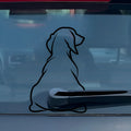 Cartoon dog car rear window sticker with wiper back design in black or white colours.