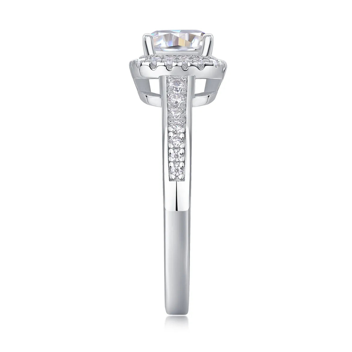 Square moissanite 6x6mm wedding ring set in S925 silver with platinum plating