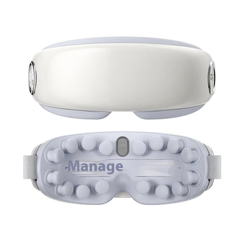 Purplish grey rechargeable Bluetooth eye moisturising and hot compress massage device.