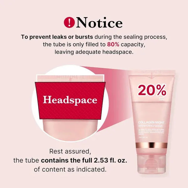Collagen night face mask 75ml bottle with brush for firming anti-wrinkle skincare