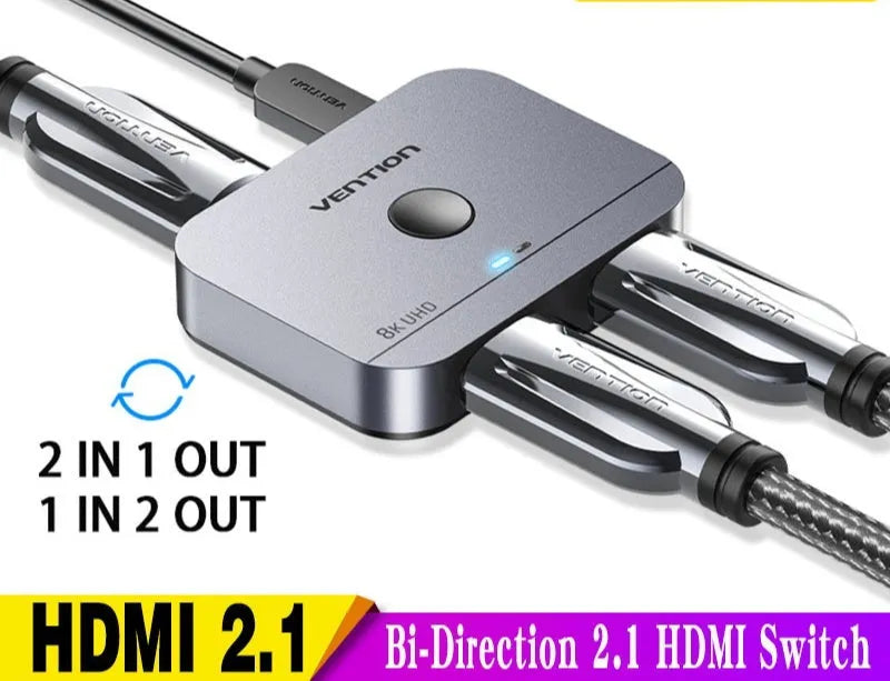 Grey alloy cable separator for HD computer audio and video two-way conversion with television line connection