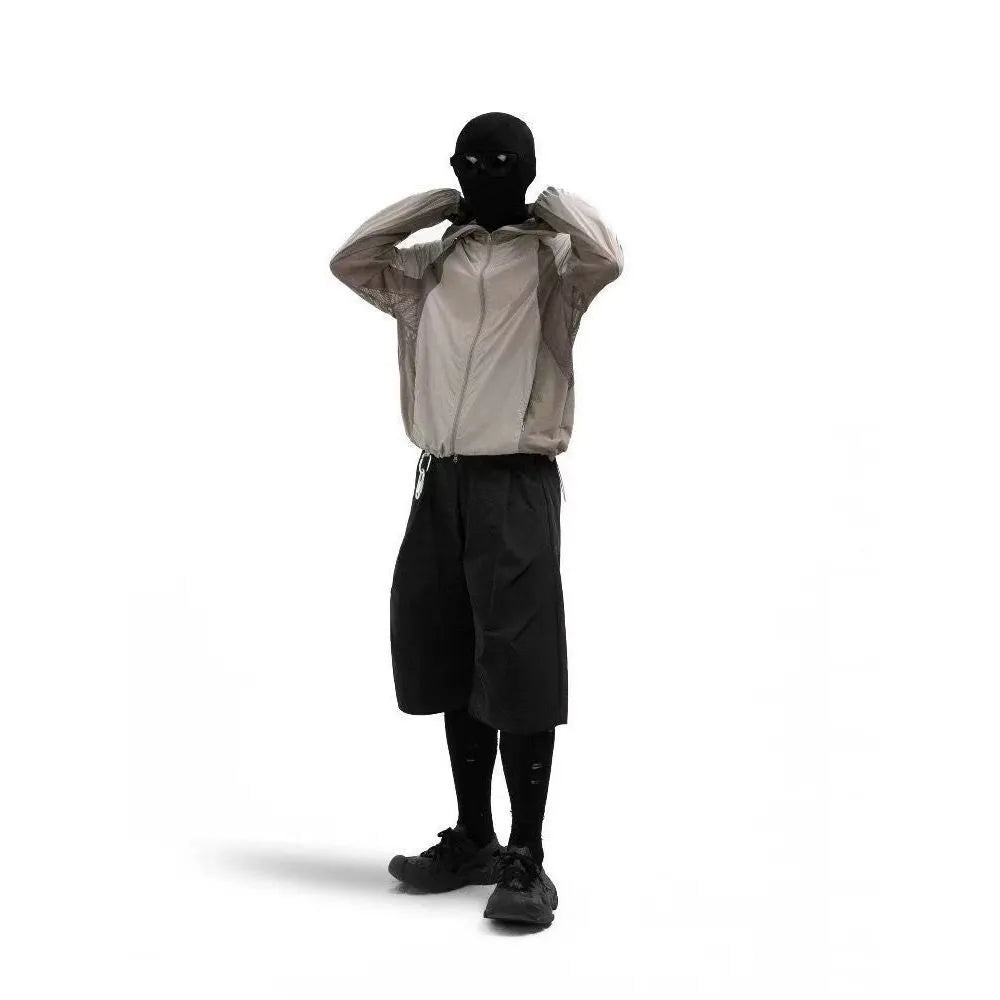 Thin mesh stitching sun protective clothing in nylon fabric shown in desert brown colour