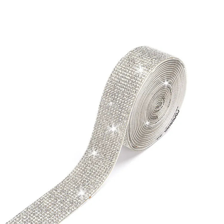 Self-adhesive glass water drill strip for decorating clothing and shoes in white and AB colours