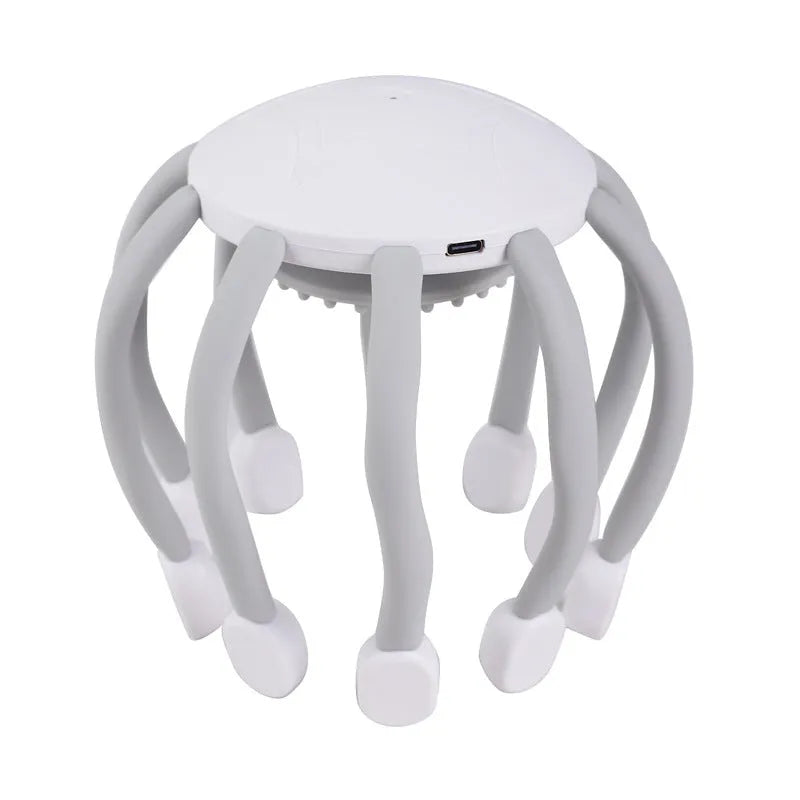 USB-powered head massager with multiple massage claws for scalp tension relief