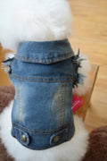 Retro scratch pattern denim dog vest in dark and light colours for autumn winter pet clothing