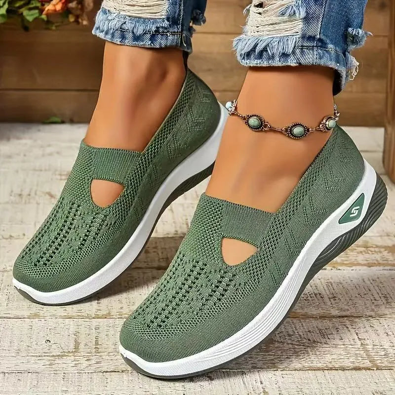 Women's T-strap mesh casual shoes with soft PVC soles in six colour options
