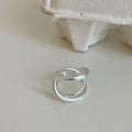 Three-dimensional interlaced matte metal geometric open ring in gold and silver plating options