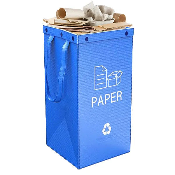 Blue foldable 40L handbag garbage bin for household waste classification and storage.