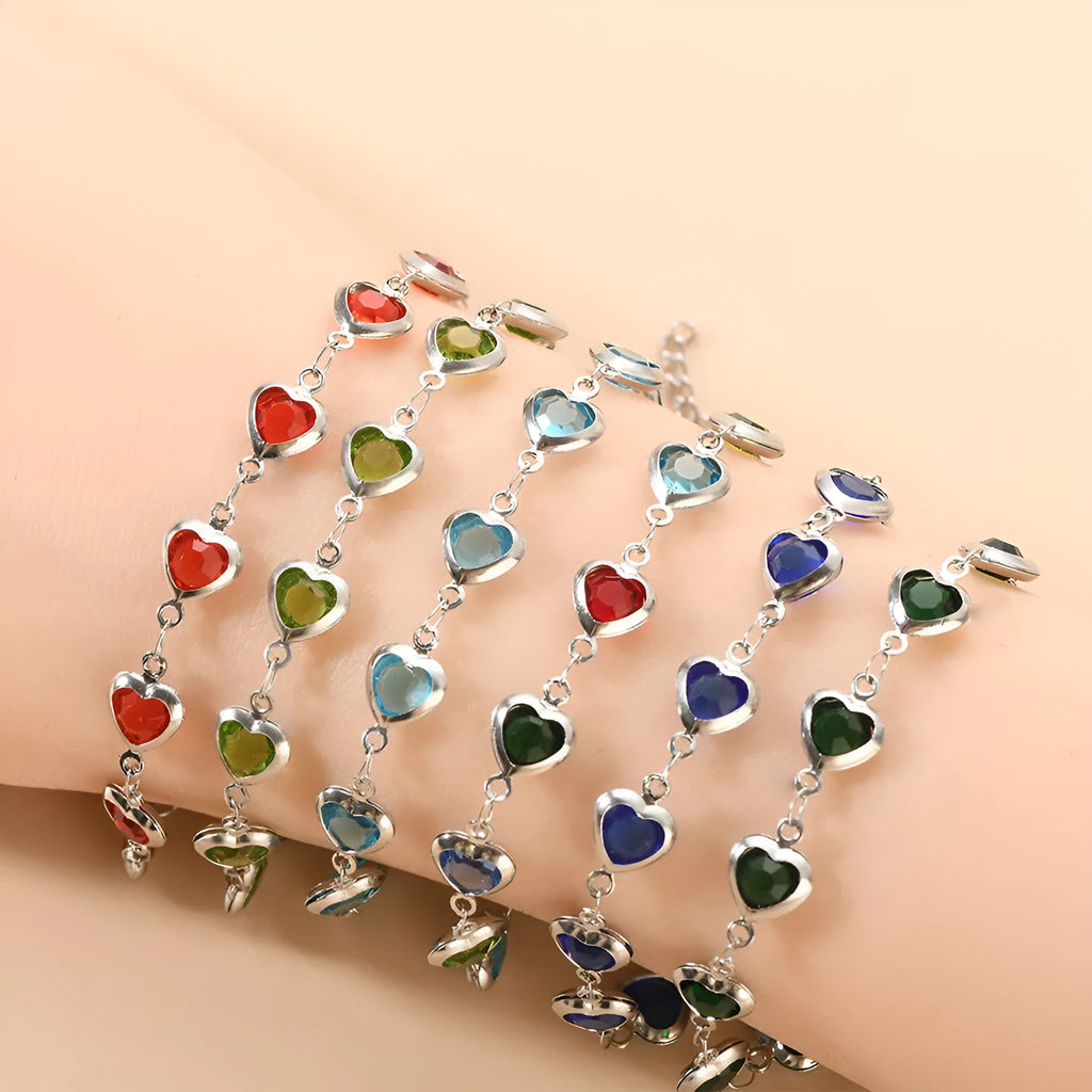 Devil's Eye Creative All-match Fashion Heart Bracelet in stainless steel on a wrist.