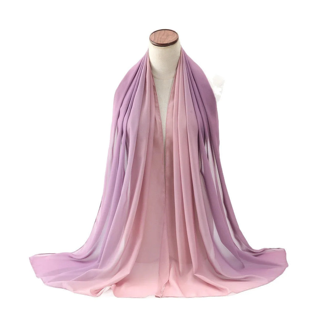 Long chiffon scarf draped showing lightweight fabric and solid colour option