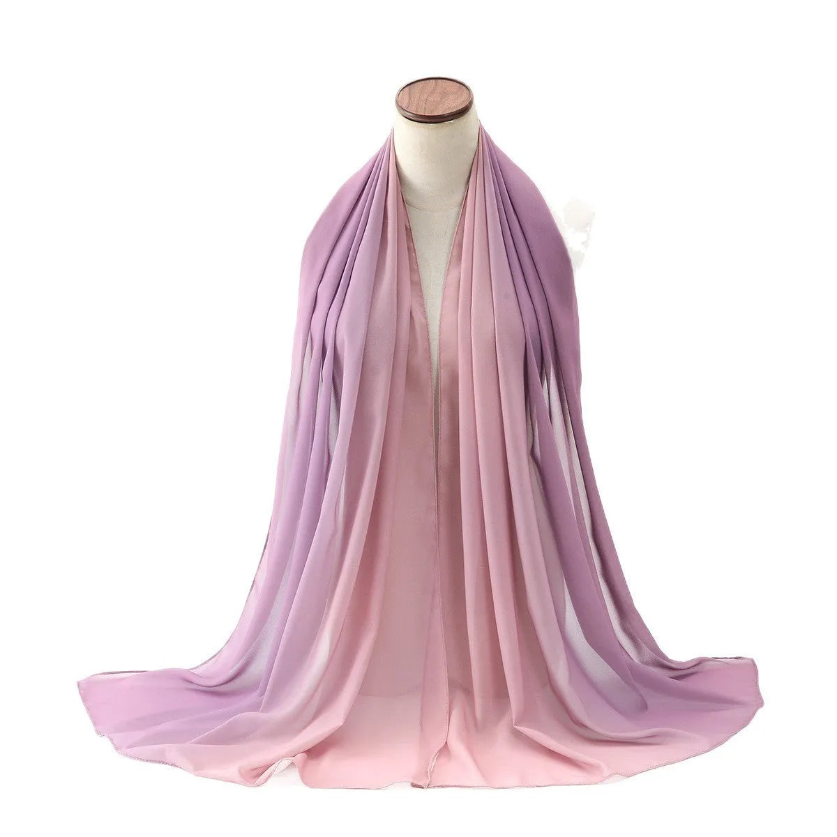 Long chiffon scarf draped showing lightweight fabric and solid colour option
