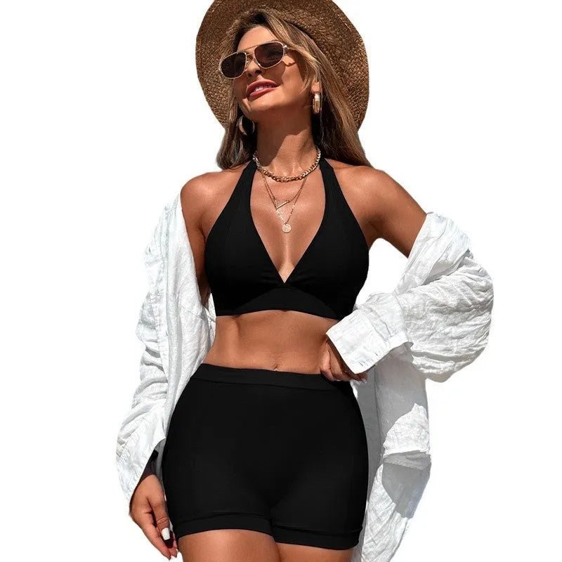 Women's nylon bikini swimsuit with polyester lining in multiple colour options