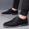 Men's low top business fashion shoes with leather toe cap and rubber sole in black or brown