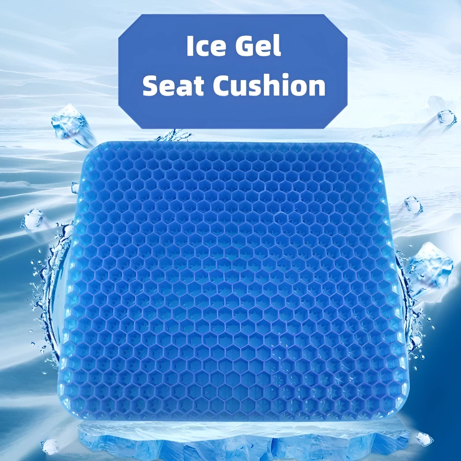 Solid colour gel seat cushion with honeycomb pattern showing double thick design and removable cover