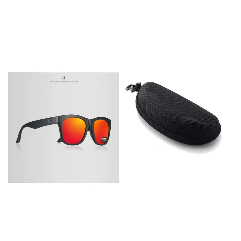 Outdoor polarised sunglasses with thickened TAC lenses and PC frames in multiple colour options