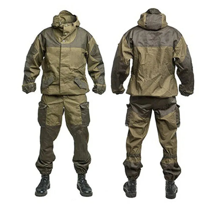 Men's special forces style mountain battle suit jacket and trousers in tactical green colour