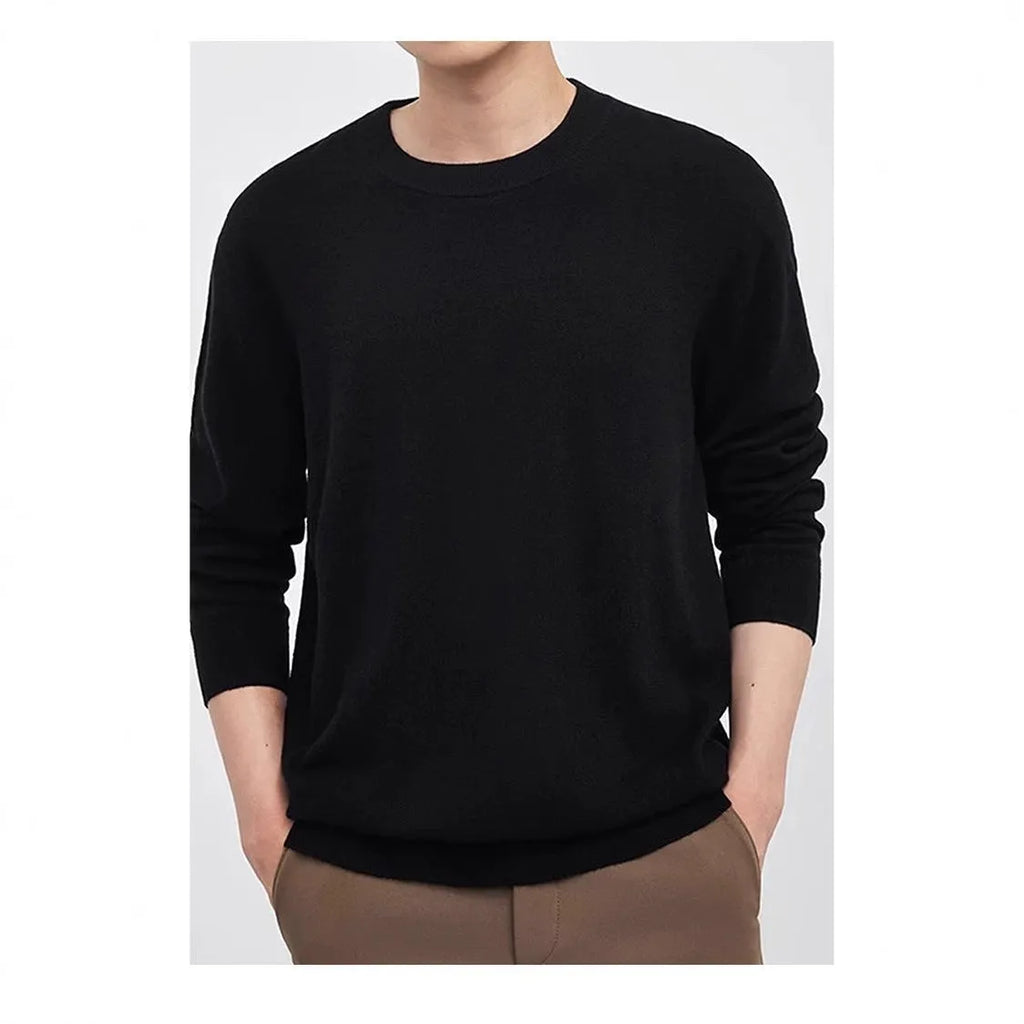 Men's business pullover sweater in regular fit available in multiple colours including black, light gray, light camel, and green