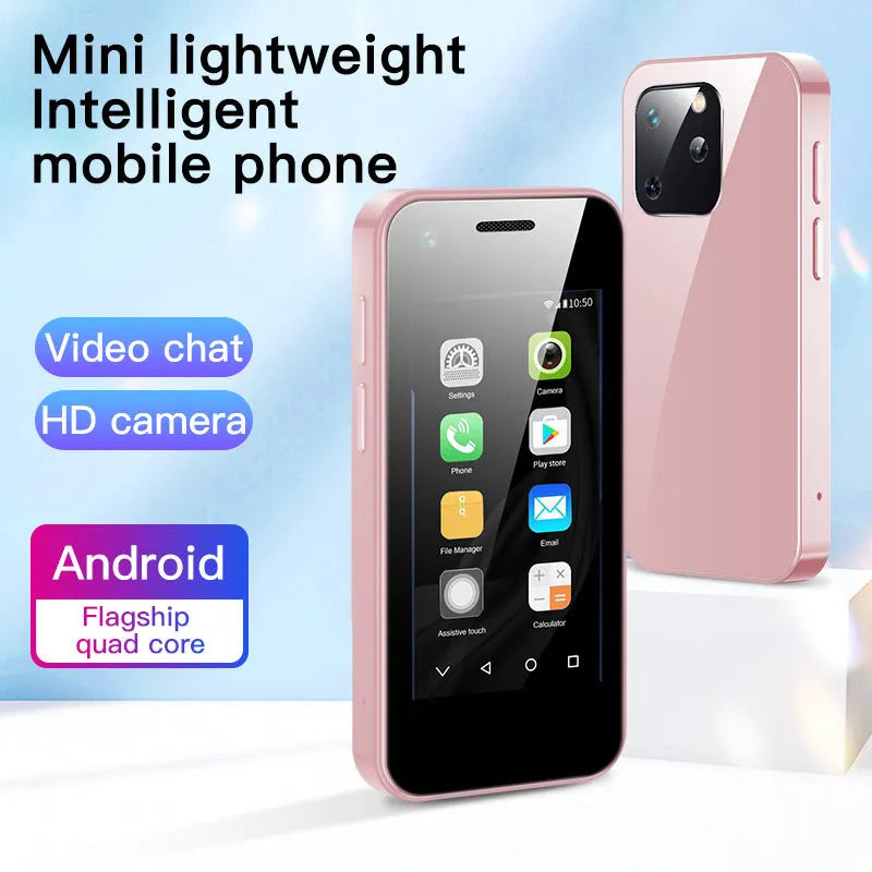 Small Android mini phone showing compact design with 2.5-inch screen.