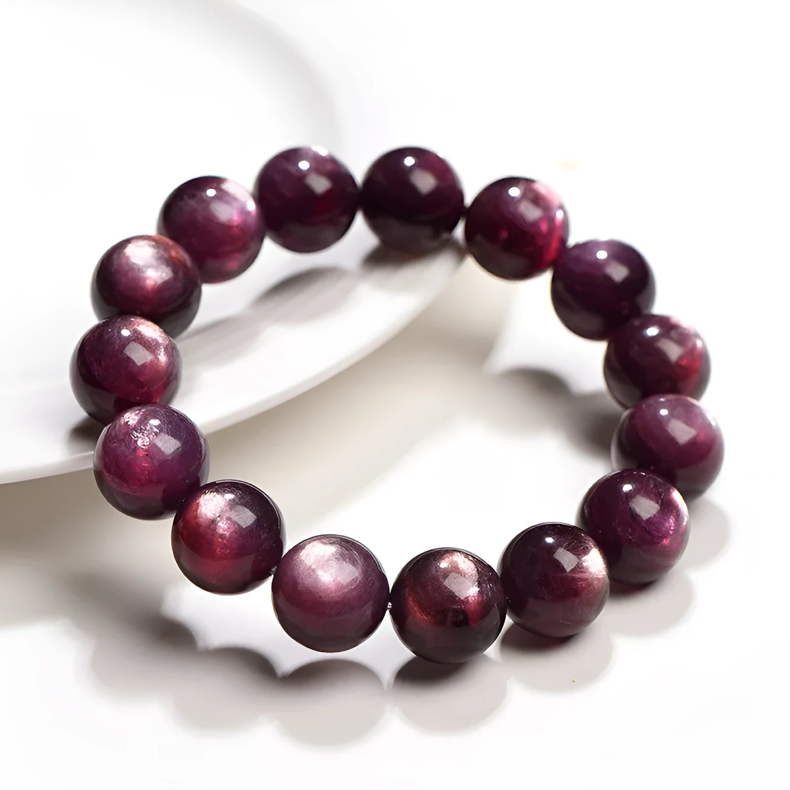 Natural purple lepidolite crystal bracelet with polished round geometry beads in multiple size options