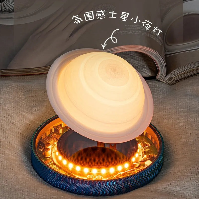 Magnetic suspension moon night lamp with floating 3D printed celestial ornament