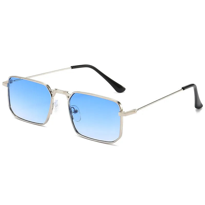European American square steampunk men's sunglasses with gold frame and gray lens