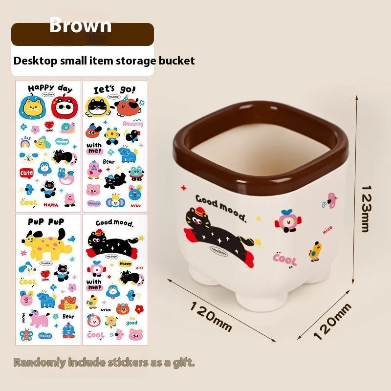 Cartoon style plastic desktop storage organiser with 2L capacity and grid compartments