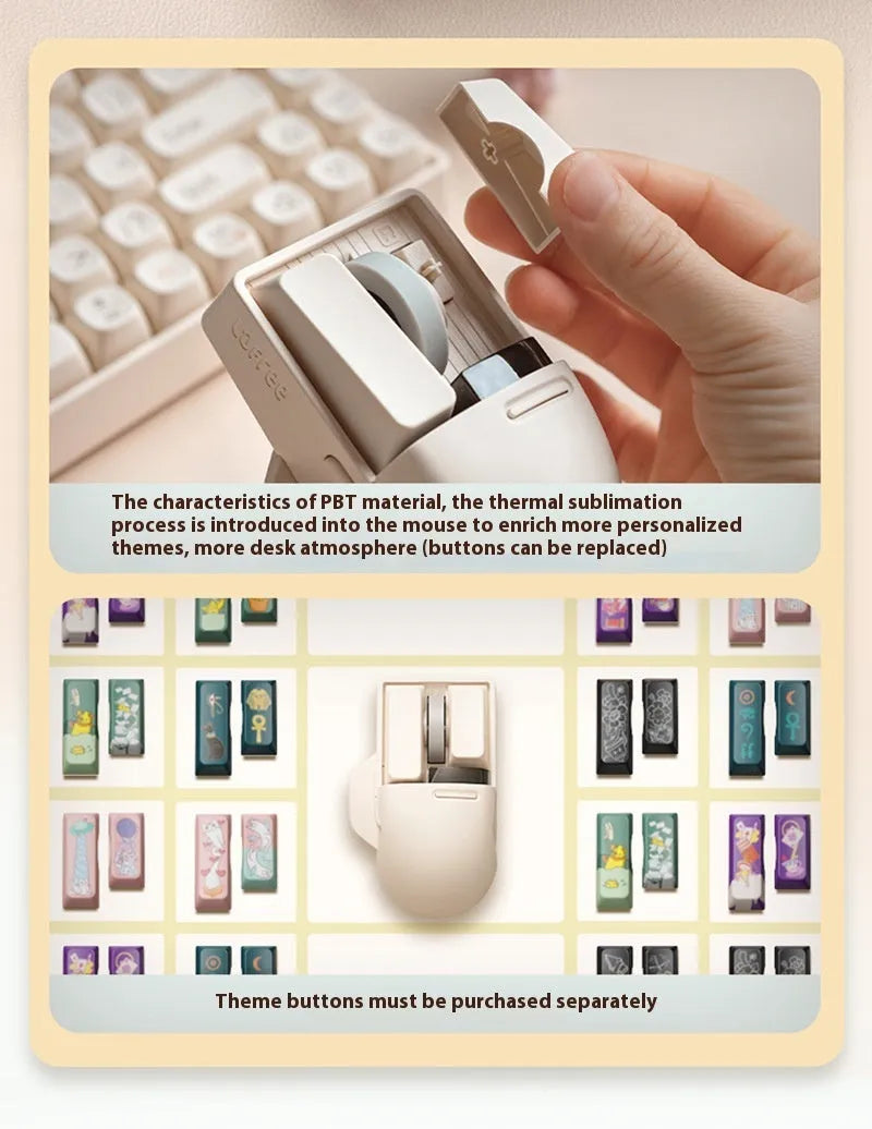 Xiaoqiao tofu colour wireless ergonomic mouse with USB receiver on a desk