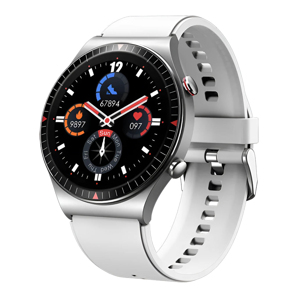 Music Recording Bluetooth Call Smart Watch with 1.28 Inch Touch Screen, 4G Memory, 260mAh Battery, TPU and Silicone Wristband for Business, Adults, Elderly, Black and White, Health Monitoring and Sleep Analysis Compatible with Android and iOS Platforms