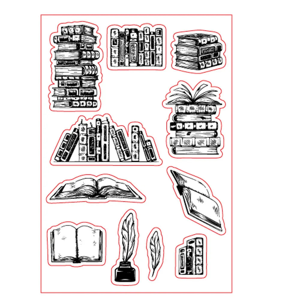White seal pattern transparent silicone stamp with adhesive backing, 11 by 16 centimetres.