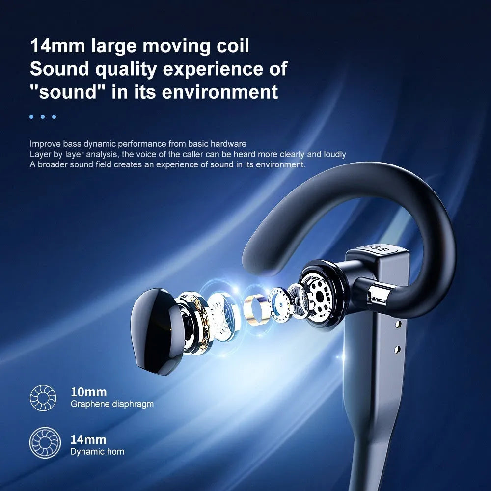 Business single-ear Bluetooth headset with ear-mounted design, ABS material, and noise reduction
