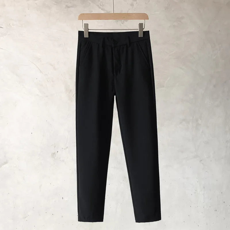 Boys slim straight wool trousers in black, white, dark grey and light grey colours