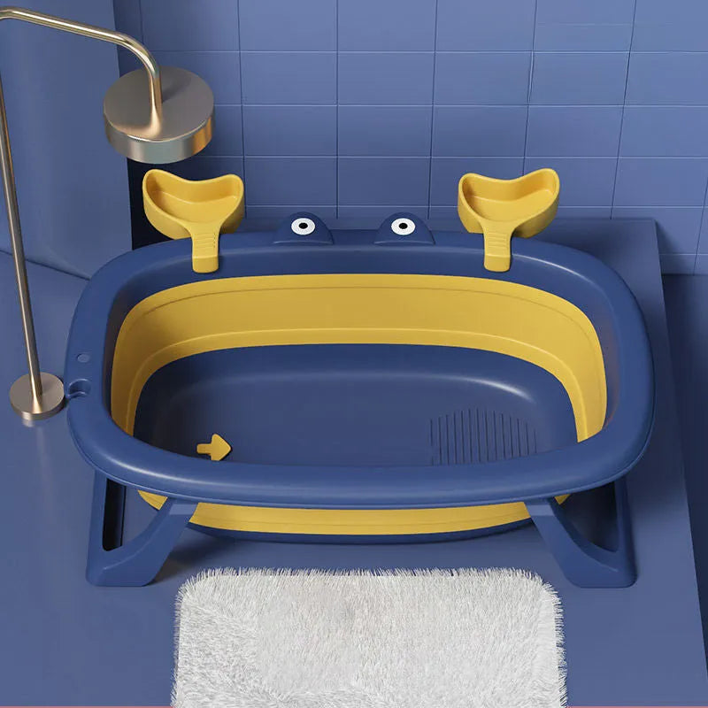 Foldable portable pet tub in blue or orange for cats and small dogs under 20 pounds