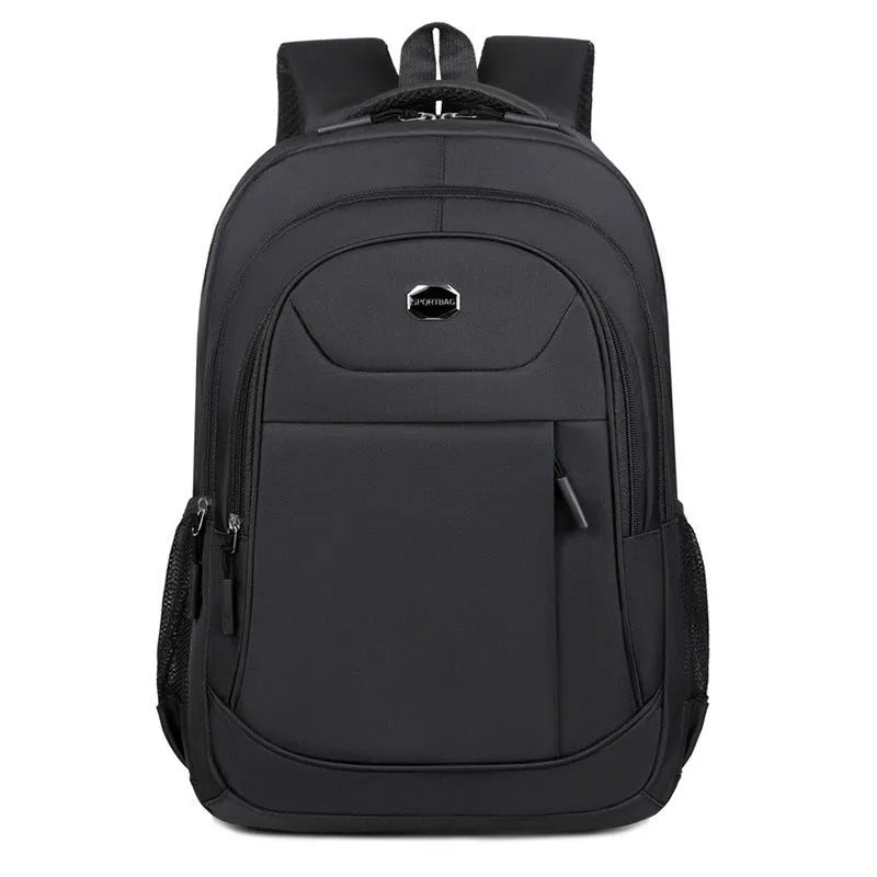 Oxford cloth student backpack with multi-layer storage compartments in black colour