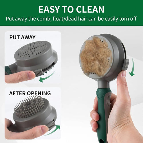 Green two-sided silicone pet brush with slicker brush and massager sides