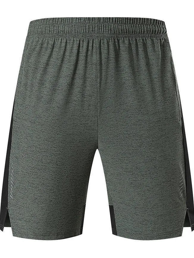 Men's forest green casual shorts with five-point seam construction and mid-waist fit