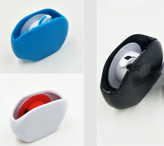Automatic earphone cable winder retractor in a compact plastic case.