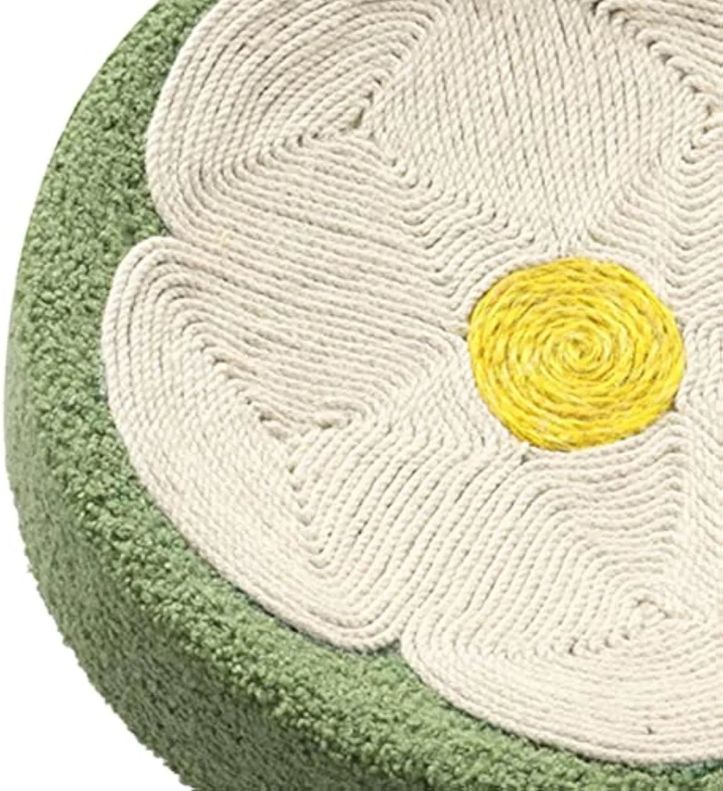 Green circular sisal cat scratcher bowl lounge bed with 39cm diameter