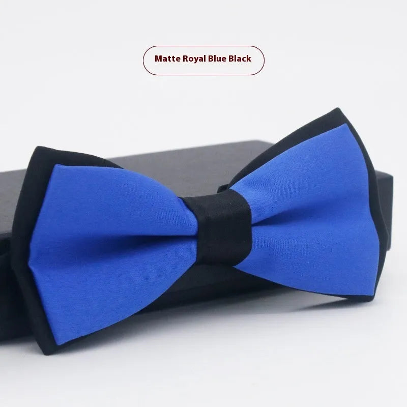 Flat head style bow tie in small plaid pattern measuring 12x6cm for formal wedding and business wear